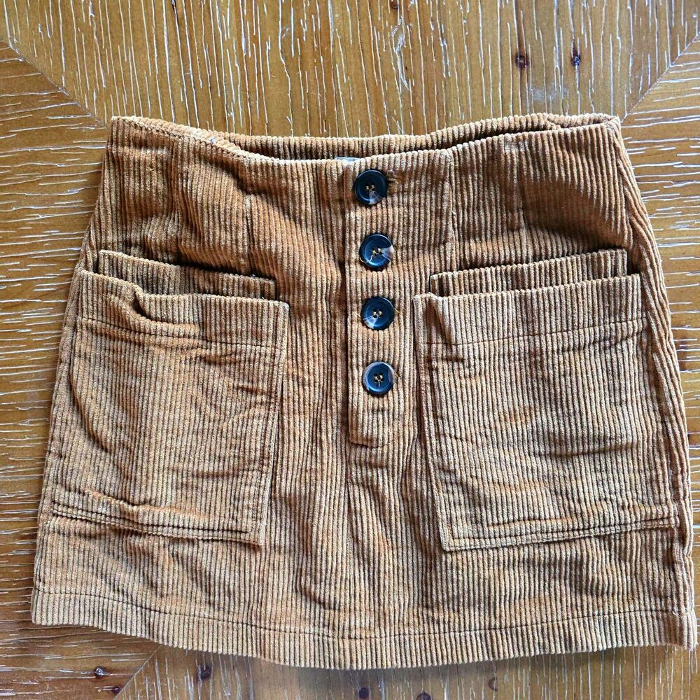 Altar'd State mini corduroy double pocket button front skirt XS 0693